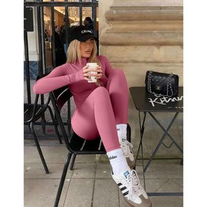 Conjunto Deportivo de Dos Piezas para Mujer, Chaqueta Ajustada de Manga Larga con Cierre y Leggings, Transpirable, para Gimnasio, Primavera - Product Image 5