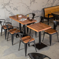 Ensemble de table et de chaises de restaurant commercial, table industrielle en métal 80x120cm, ensemble de salle à manger pour hôtels et restaurants