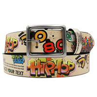 Ceintures JULUN pour femmes, ceinture en strass, ceintures pour femmes, style hip-hop, imprimé graffiti, PU, boucle carrée en métal antique, style streetwear