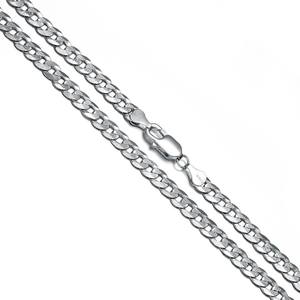 RINNTIN SC36ファインジュエリーイタリア925スターリングシルバーチェーンネックレスロジウムメッキキューバチェーンネックレス - Product Image 1