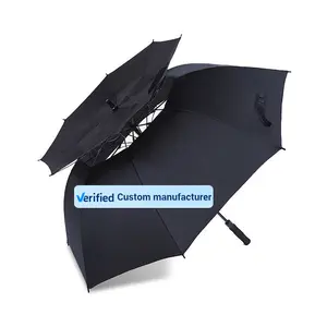 O plástico preto derruba o dossel dobro aberto automático 30 "oversize guarda-chuva windproof do golfe
