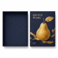 Op maat gemaakte bedrukte stevige geschenkverpakking voor Qiuyue peer met sterren-gouden design, premium fruitverpakking met deksel en bodem, groothandel