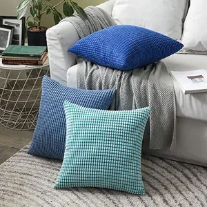 Wholesale Nordic Solid Corduroy Cushion Cover Plain Candy Sofa Throw Pillow Cover Green Duck Egg Blue Teal Pink Tan Pillow Case