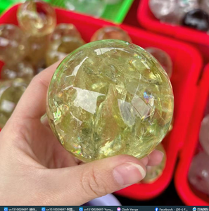 Sfera di <span class=keywords><strong>Citrino</strong></span> Naturale ad Alta Trasparenza, Sfera di <span class=keywords><strong>Cristallo</strong></span> Dorato Lucidato per Ricchezza, Decorazione Casa e Regalo - Product Image 4