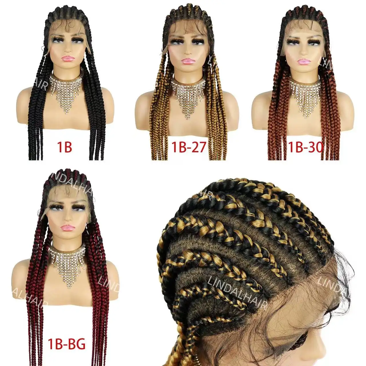 LINDALHAIR butterfly loc braids twist synthetic braiding full lace braid wig vendors for african women