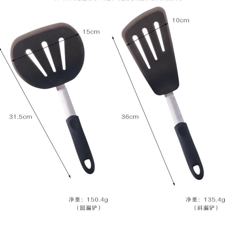 high quality silicone spatula set Cooking long Large Wide Steak Spatulas Slotted Fish Turners silicon spatula set 4pcs baking