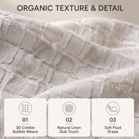 Rideaux de fenêtre en lin texturé 3D Japandi Organic, à suspendre avec des crochets, pour le salon