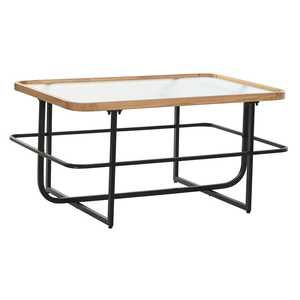 TABLE BASSE EN MÉTAL ET VERRE 90X60X46 NOIR - Product Image 3