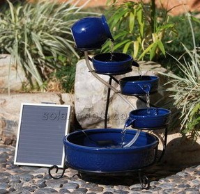 Bella <span class=keywords><strong>fontana</strong></span> solare a cascata con <span class=keywords><strong>fontana</strong></span> in ceramica <span class=keywords><strong>blu</strong></span> per giardino e cortile - Product Image 2