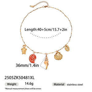 Collar de Joyería Marina Impermeable con Baño de Oro de 18K, Inoxidable, con Colgante de Estrella de Mar, Concha y Cangrejo - Product Image 6