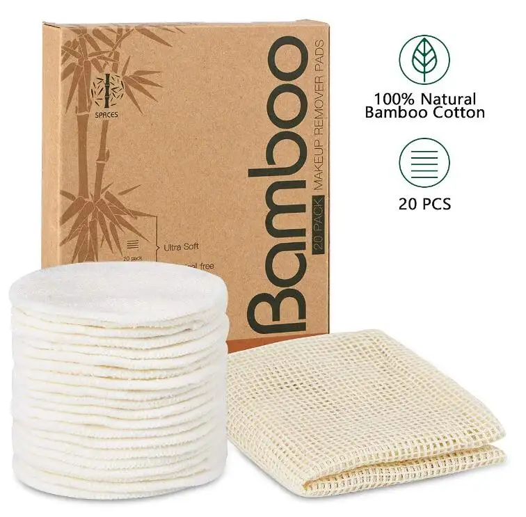 Индивидуальная бирка для снятия макияжа, моющиеся экологически чистые круглые очищающие прокладки из натурального бамбукового хлопка