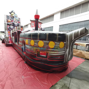 Tobogan acuatico hinchable giant outdoor the black pearl <b>inflatable</b> pirate ship <b>slide</b> with bounce area - Product Image 3
