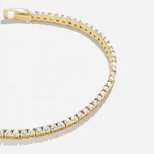 Haute qualité 925 argent Sterling 14/18K plaqué or Vermeil Fine magnifique bijoux CZ laboratoire cultivé diamant lunette Tennis Bracelet