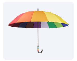Venta al por mayor logotipo personalizado barra recta Arco Iris 16 hueso súper mango largo paraguas adulto Arco Iris paraguas para soleado y lluvioso - Product Image 4