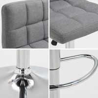 Tabouret de bar moderne en tissu à hauteur réglable, base chromée, vérin à gaz, pivotant à 360°, ergonomique, avec dossier en grille capitonné, pour comptoir, salle à manger, salon, maison