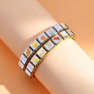 Bracelet modulaire italien en acier inoxydable avec breloque détachable DIY, motif fleur du mois, pour femmes et hommes, cadeau - Product Image 4