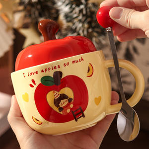 Adorable Apple Shaped Ceramic <strong>Mug</strong> With Lid Perfect Gift for Her Birthday or <strong>Friendship</strong> Day - Product Image 2