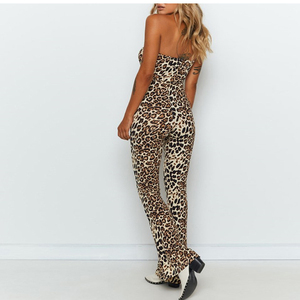 De las mujeres de moda cafeterías ajustado Sexy estampado de <span class=keywords><strong>leopardo</strong></span> Pantalones Mujer La mujer <span class=keywords><strong>mono</strong></span> - Product Image 2