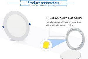 إضاءة منزلية حديثة بتقنية LED بدون وميض، لوحة LED رقيقة من الألومنيوم 3 واط/9 واط/12 واط/18 واط/24 واط، 4 بوصات مدمجة بإضاءة خلفية، 6000 كلفن ضوء نهاري، لوحة LED جديدة - Product Image 5