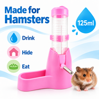 Bestpet Distributeur d'eau suspendu 3-en-1 pour hamster avec base pour hamster nain, souris, rat, hérisson 80ml ABS
