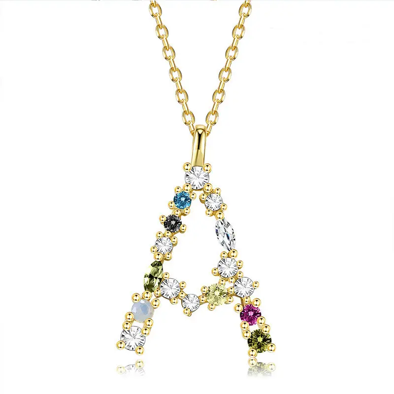 Hot Sale Fashion Jewelry Necklace Multi Color Diamond Letters Necklace S925 For Women Girls
