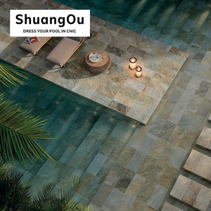 <span class=keywords><strong>Azulejos</strong></span> para Piscina Antideslizantes de Alta Calidad, 300x600 mm, Color Azul <span class=keywords><strong>Verde</strong></span>, Aspecto de Piedra, Porcelana, para Paisajismo de Estanques y Terrazas - Product Image 3