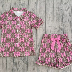 Pijamas de Manga Corta para Mujer, Diseño de Camuflaje Rosa Intenso, Estampado GSSO3137, Venta al Por Mayor - Product Image 6