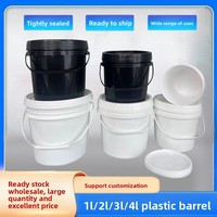 Ember Plastik Mulut Lebar 2L/3L/4L, Wadah Cat, Tutup Tekan, Putih/Hitam, Bulat, Wadah Sampel Tinta Kimia & Makanan