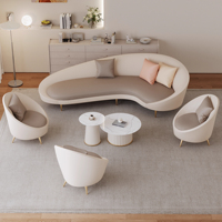 Canapé sectionnel moderne de luxe léger pour réception de bureau, salon de beauté, espace internet incurvé, salle de réunion d'affaires, villa