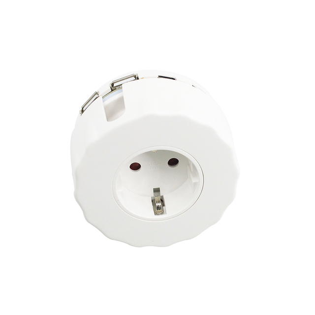 Portable Universal 16A 2-Port Power Adapter Extension Wall Socket with USB