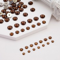 Perles de strass rustiques de 6 mm en topaze fumée et résine époxy, à dos plat, trou central, à coudre, pour pendentifs et fournitures de bijoux YAXI