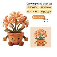 Peluche personnalisée en forme de lys blanc dans un pot, jouet en peluche, fleur en pot