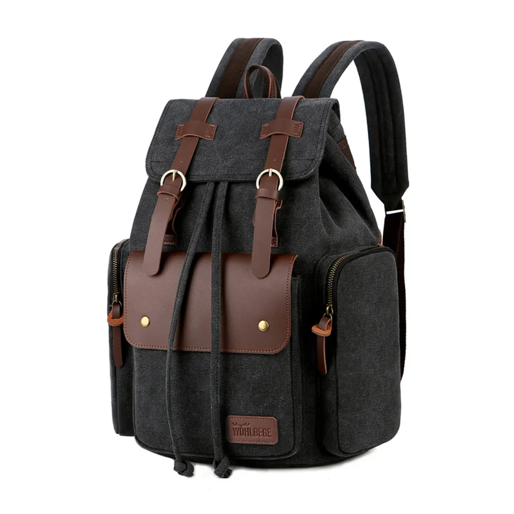 Spot goods designed laptop shoulder bag gym sports canvas leather backpack for men teens