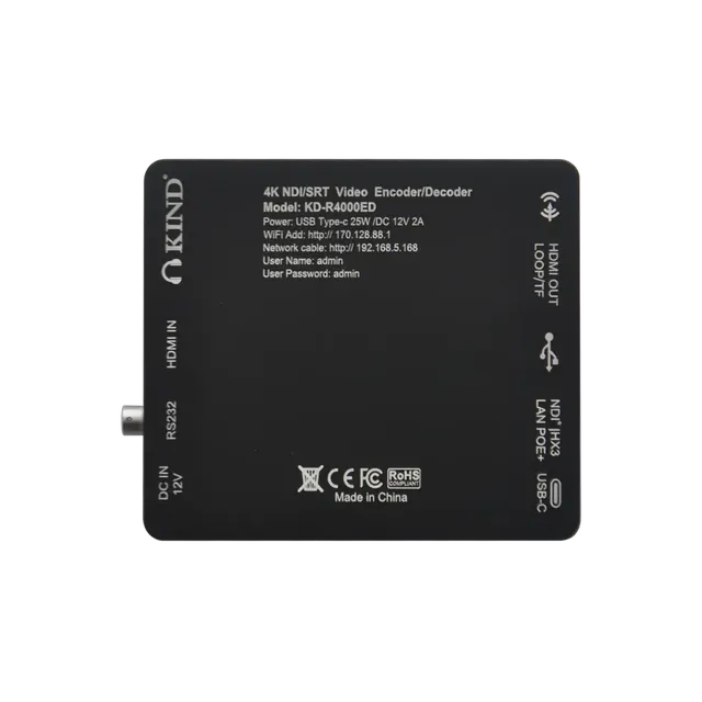 4K 1080P50/60 1080i50/60 NDI SRT Encoder Decoder Unit