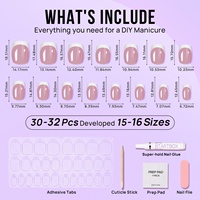 BTArtbox Faux Ongles 3D Faits Main à Coller en Gros, Gel Souple de Luxe, French Manucure Personnalisée, Lot de 30 Ongles à Coller en Gros