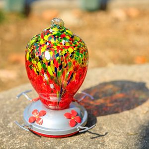 Petdom Patio Large 32 Onces Mangeoire à Colibris en Verre Soufflé à la Main Colorée avec Crochet Suspendu à Fourmi Mangeoire pour Animaux de Compagnie - Product Image 6