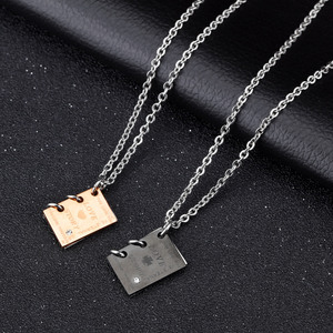 Love Store Design Pendant Charm Acero inoxidable Pareja Cubic Zircon Love Book Collares para Mujeres Hombres al por mayor - Product Image 3