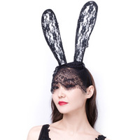 Serre-tête de fête fait main pour femme, style européen et américain, tendance, sexy, avec voile en dentelle et oreilles de lapin, couvrant le visage, pour costume de bal