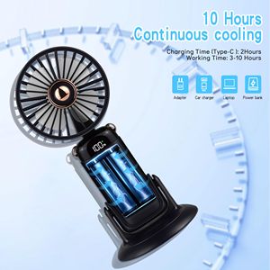 Ventilateur portable pliable 5-en-1 avec affichage numérique, rechargeable par USB, mural et de bureau, mini ventilateur électrique rafraîchissant - Product Image 4