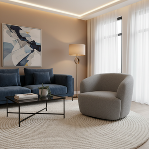 Sillón Giratorio para Sala de Estar de Hotel, Sillones con Brazos Curvos, Tapizados y Acolchados, Sillones Giratorios Redondos para Oficina en Casa - Product Image 2