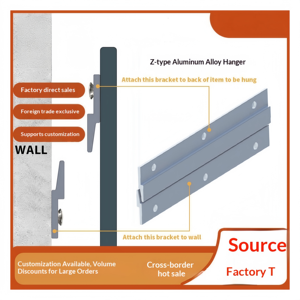 Z-Type Aluminum Alloy <b>Wall</b> Hanger <b>Bracket</b> for <b>Heavy</b> <b>Duty</b> Mounting Support Customizable Industrial Use - Product Image 1