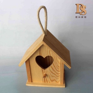 Küçük ahşap kuş evi kutusu açık ve bahçe asılı ucuz ahşap kuş kafesi kutusu - Product Image 5