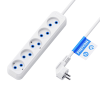 Multiprise européenne PHEIYON 5 prises, 10A 2300W, rallonge UE avec fixation murale, extension de puissance pour la maison et le bureau