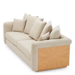 Divani Minimalisti in Tessuto <span class=keywords><strong>Ecru</strong></span> e Impiallacciatura di Quercia Naturale, Sedie Moderne di Lusso, <span class=keywords><strong>Divano</strong></span> per Soggiorno - Product Image 3