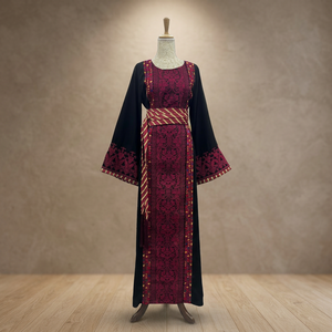 Robe droite traditionnelle marocaine en satin de qualité supérieure, respirante, luxueuse, vintage, ornée de cristaux, modeste - Product Image 3