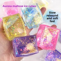 Balle anti-stress créative en tofu fourré à la maltose, souple, scintillante, jouet sensoriel de décompression, jouet à presser en gelée colorée, vente en gros