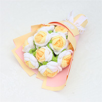 Kit de bouquet de roses artificielles en laine tricotée au crochet, dégradé de couleurs, fait main, cadeau de la Saint-Valentin pour petite amie