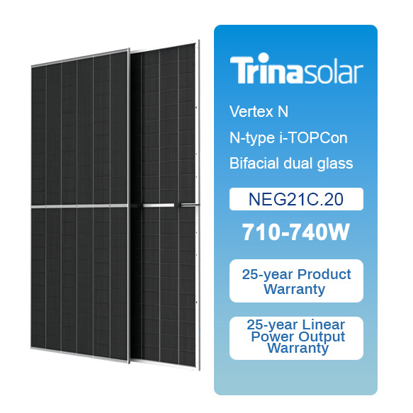 Trina Solar Monocrystalline N-type Bificial Solar Panels Trina 720 710 715 705 740W Watt Photovoltaic PV Module