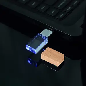 LED Pen drive USB-Sticks 8GB 16GB 32GB Benutzer definierte Laser gravur Logo Crystal USB 3.0 Flash-Laufwerk
