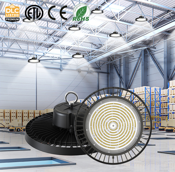 1-10V Dimmable High Lumens IP65 Waterproof Warehouse Industrial 200W LED Fixtures LED UFO High Bay Light